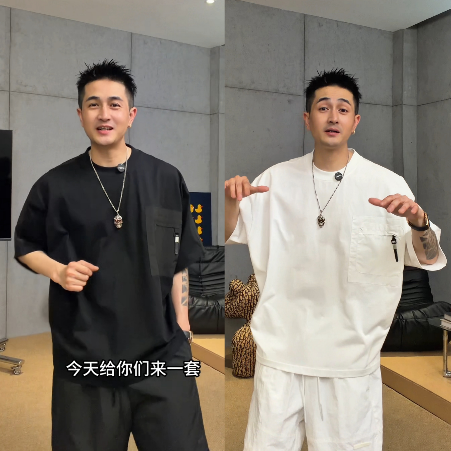 夏季美式拼接口袋男士蝙蝠袖T恤