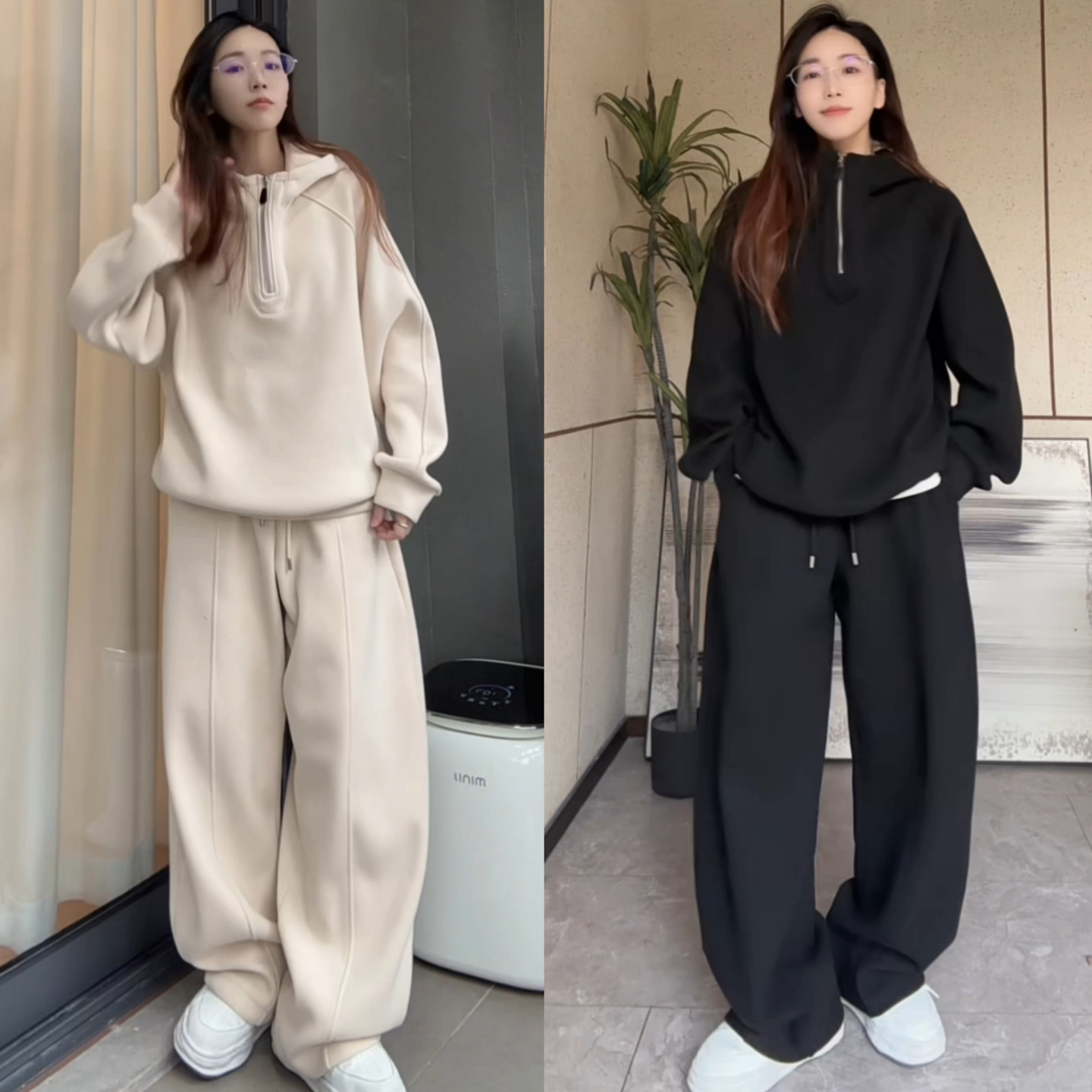 男女同款冬季上新半拉链连帽卫衣卫裤两件套时尚高级重磅休闲套装