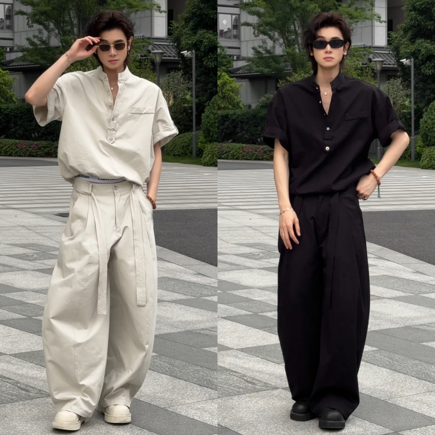 夏季男士少年感痞帅高级感两件套