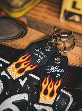 METALIZE Burn It Down火焰织带钥匙圈复古双面刺绣钥匙挂饰配饰