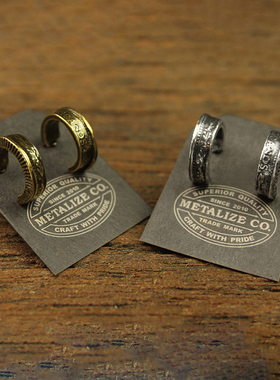 metalize墨西哥钱币耳环男女台湾手工复古情侣耳钉银饰品质感精致