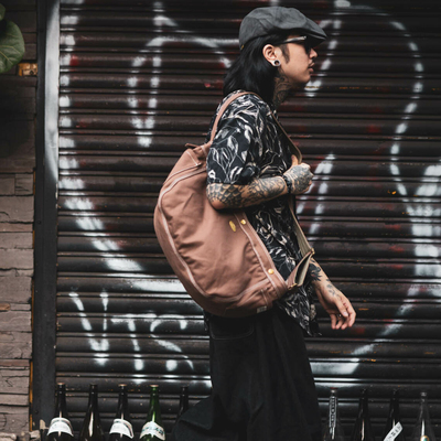 METALIZE美式复古帆布单肩斜挎包