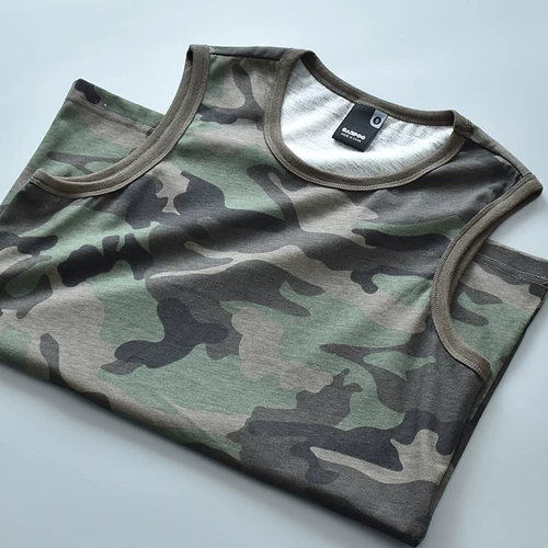 Мужская камуфляжная летняя спортивная футболка, хлопковый жилет для отдыха без рукавов, европейский стиль