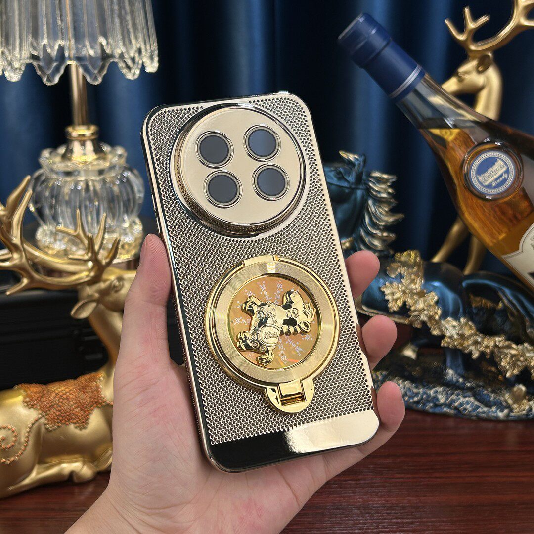 小马陀螺支架适用华为畅享90promax手机壳新款nova15pro电镀网格散热透气保护套Mate80情侣超薄全包防摔外壳