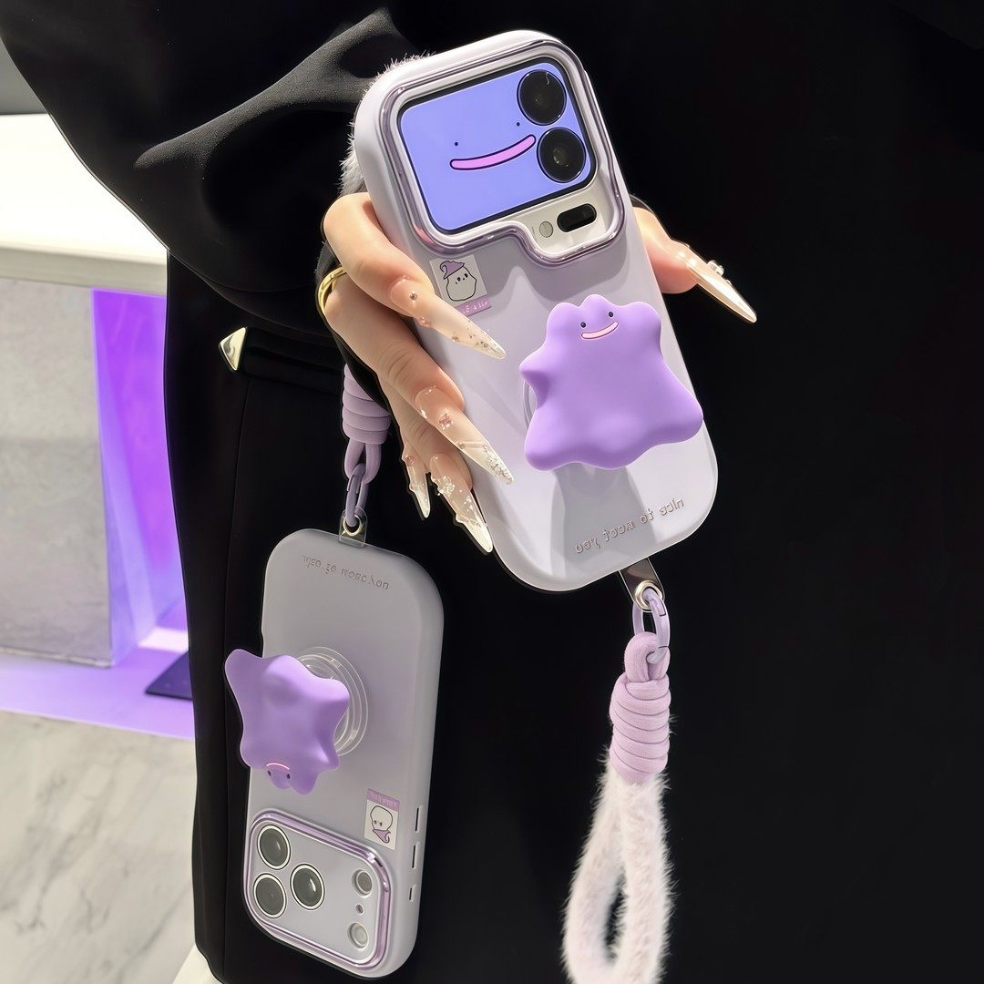 紫色小怪兽支架适用苹果vivo华为荣耀oppo小米手机壳17promax新款2026网红爆款可爱保护套pura80新品创意外壳