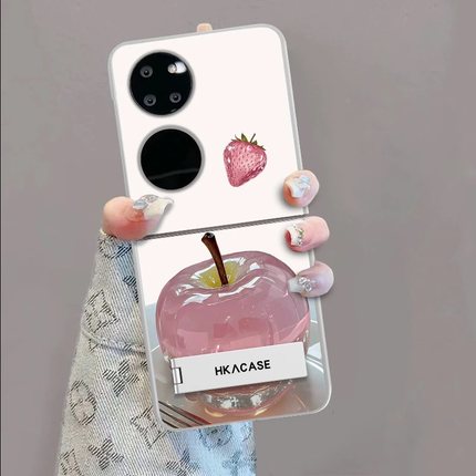 水晶苹果金属漆折叠屏适用华为pockets手机壳pocket2新款轻薄无边框全包防摔外壳p50pocket女网红爆款带支架