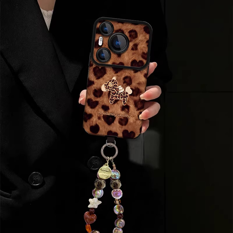 豹纹小马大视窗小羊皮壳适用华为pura80pro手机壳pura70新款高级感独特超好看保护套p60女ins风新品时尚外壳