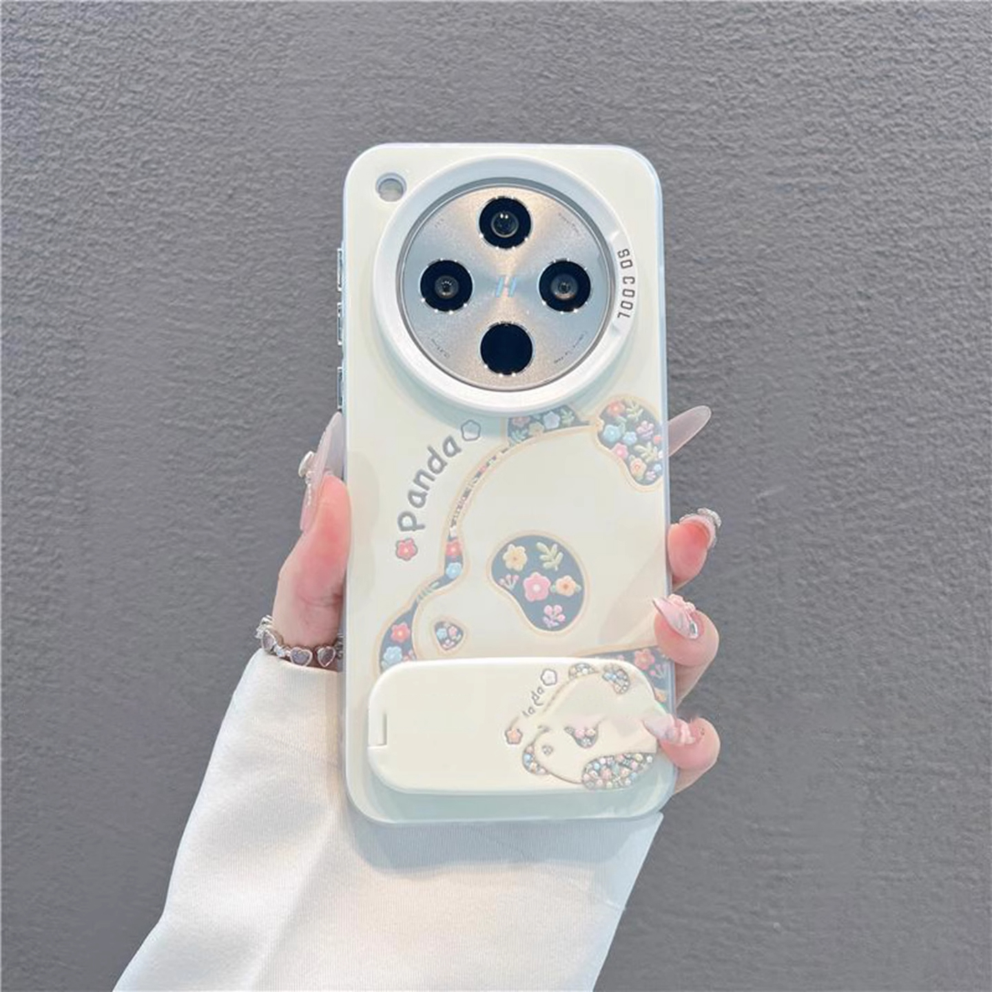 熊猫磨砂彩银壳适用oppofindx8pro手机壳findx7新款2025网红爆款手机壳findx6/5女款高级感气质防摔支架外壳