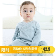 0-3 tháng bé quần áo mùa xuân và mùa thu bé jumpsuit cotton tăng trưởng tay áo đầu tiên quần áo đồ ngủ sơ sinh mùa thu - Áo liền quần