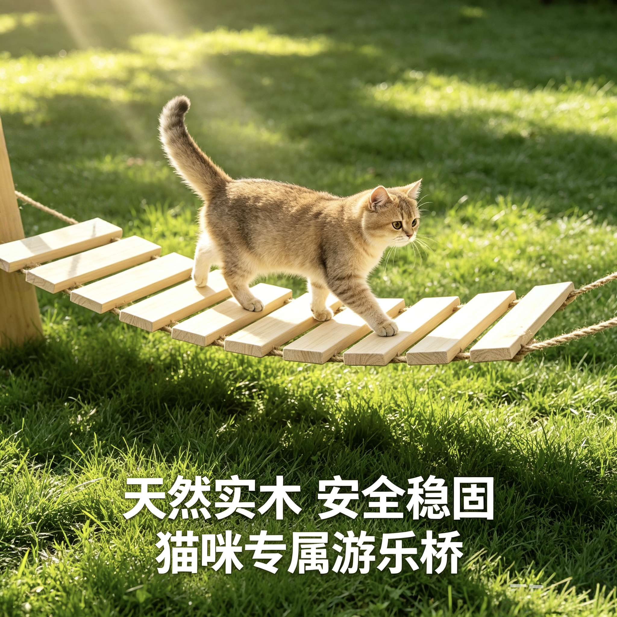 猫吊桥实木可定制易安装猫爬架猫咪软梯攀爬架宠物小梯子猫窝台阶