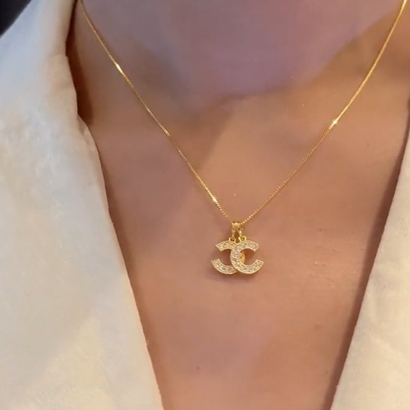 其他镀金钛钢锁骨链女双C项链