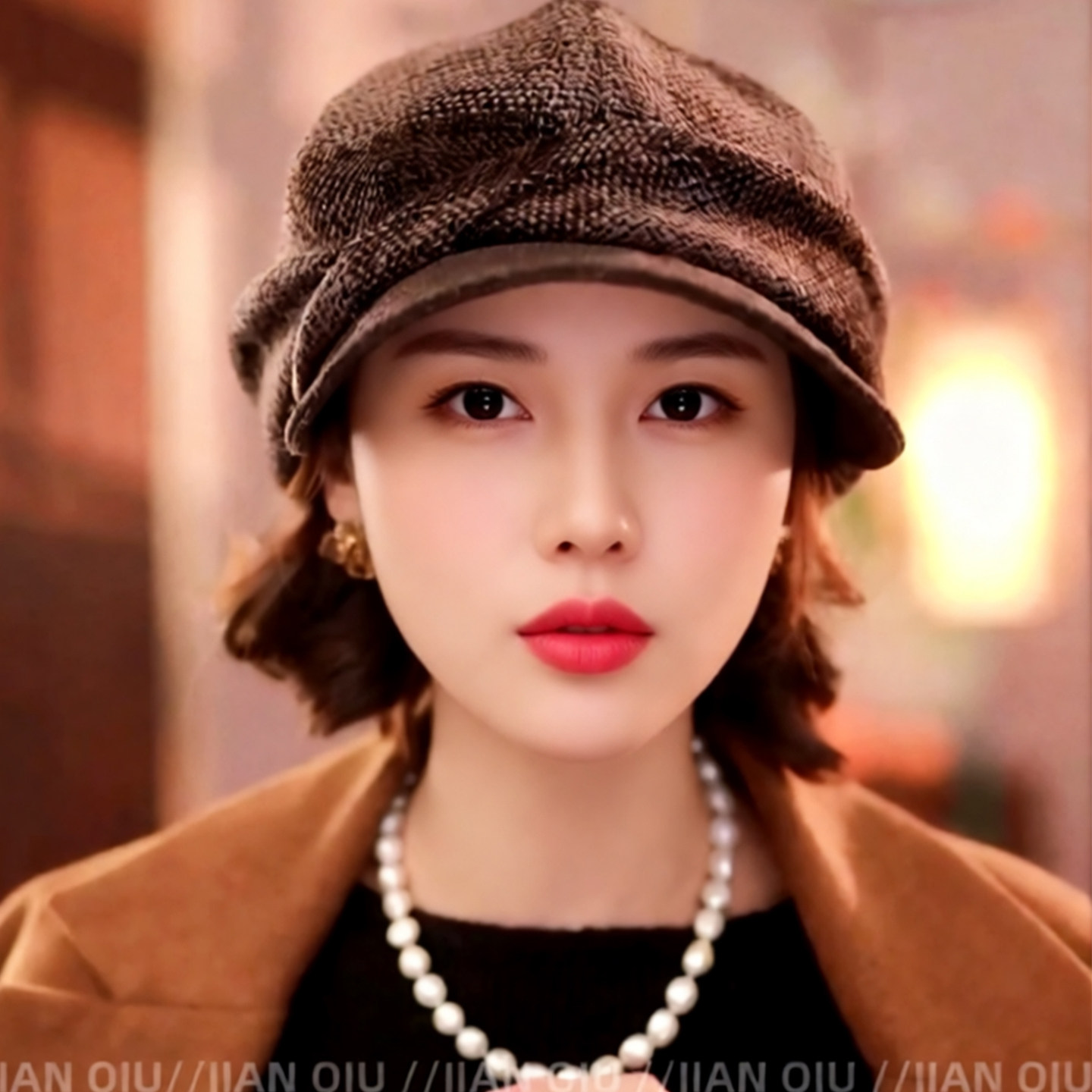 复古羊毛护耳时尚贝雷帽