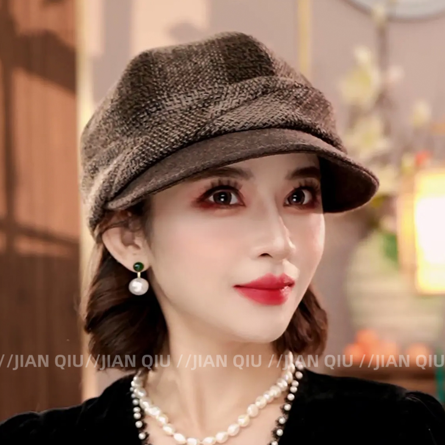 复古羊毛护耳时尚贝雷帽