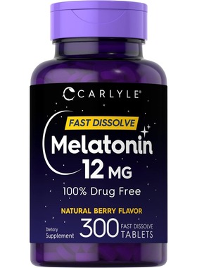 美国代购Carlyle Melatonin 12mg Fast Dissolve 300Tablets