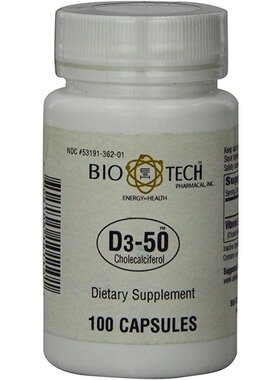 美国代购BioTech Pharmacal D3 50 100 Count