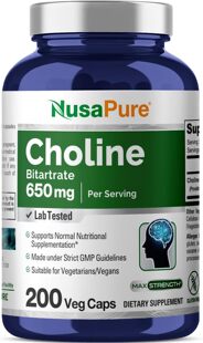 美国代购NusaPure Choline Bitartrate 650 mg 200 Veggie Capsul