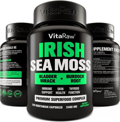 美国代购Organic Irish Sea Moss Capsules 2400 mg - Burdock Ro
