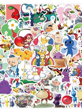 50张跨境新款皮克敏贴纸Pikmin贴纸手机壳贴纸玩具贴纸网红同款