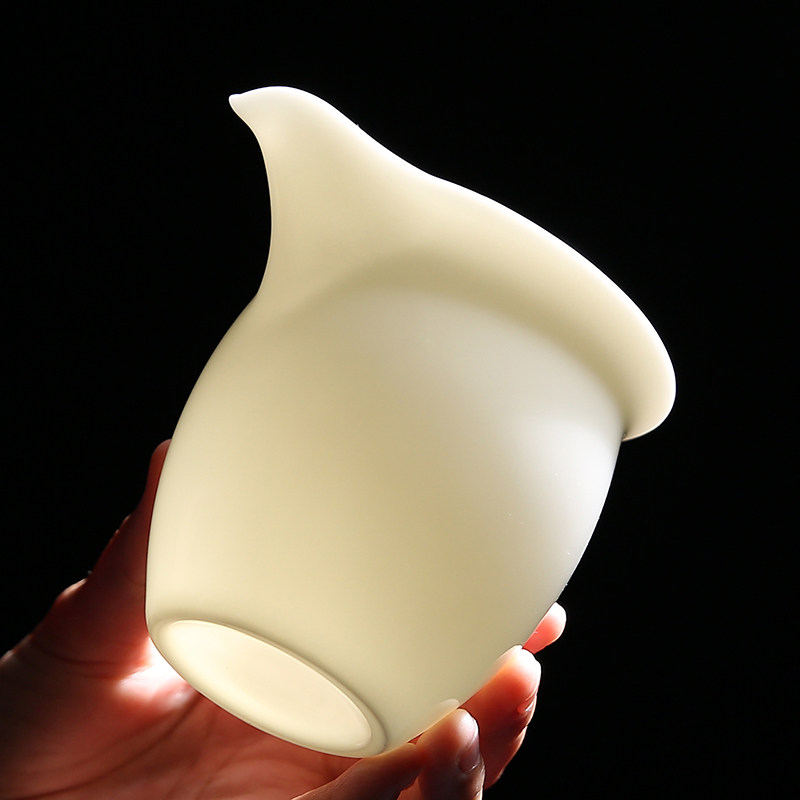 德化羊脂玉白瓷公道杯高白分茶器功夫茶具猪油白手工茶海陶瓷配件