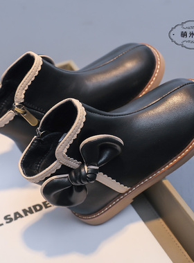 224317女童鞋短靴款新款加绒皮靴马丁靴二棉鞋公主秋季儿童靴子