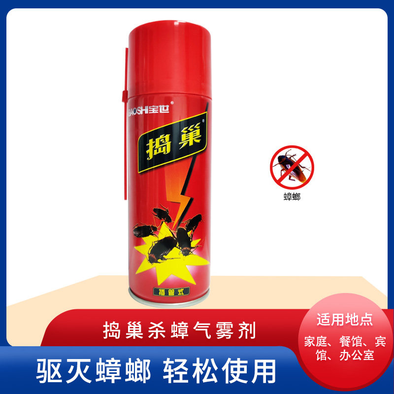 捣巢杀蟑气雾剂武汉宝世家洁室内插管型家用灭蟑螂喷雾罐杀虫剂