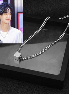王一博同款方块项链日韩个性百搭原宿男女吊坠简约锁骨链潮人嘻哈