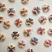 新年醒狮美甲饰品 新春醒狮穿戴甲钻饰 中国风指甲贴片手作材料包