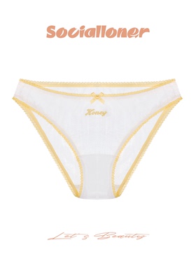 Socialloner 内裤女纯棉撞色刺绣绝美纯欲舒适透气三角裤纯棉底档