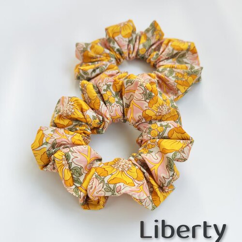 100%正品英国liberty复古碎花大肠发圈 小黄葵100支纯棉 春日限定