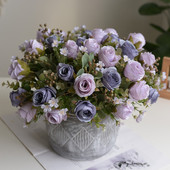 ins韩风仿真花摆设玫瑰礼物复古家居装 饰玫瑰花绢布假花道具花束