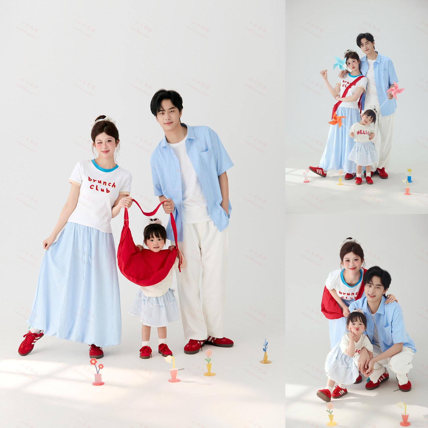 全家福摄影服装蓝色清新拍照主题