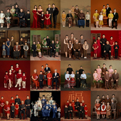 影楼主题一家六口拍照复古亲子装 全家福摄影服装 礼服 韩版 2026新款