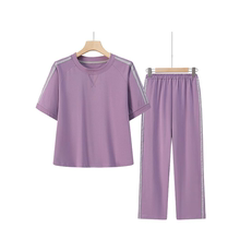 2025新款纯棉运动套装中老年夏装洋气短袖t恤小个子妈妈夏季衣服