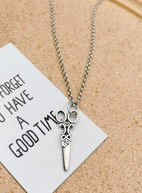 纯银饰品剪刀学生情侣挂件吊坠