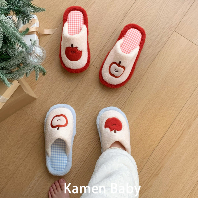 可爱红苹果棉拖鞋女冬季