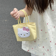 可爱猫咪日韩包包女式夏季百搭ins小手提包帆布包上班通勤手拎袋