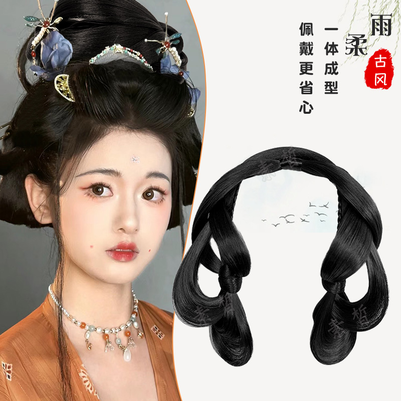 懒人款唐风一体式古装假发包汉服