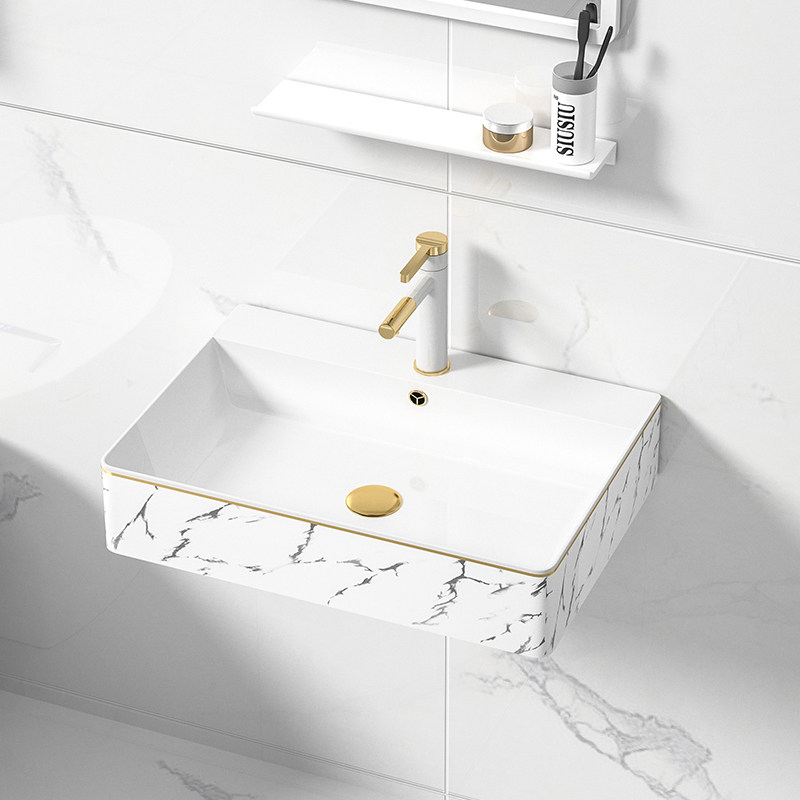 墙式洗手盆金鹿陶瓷一体小号