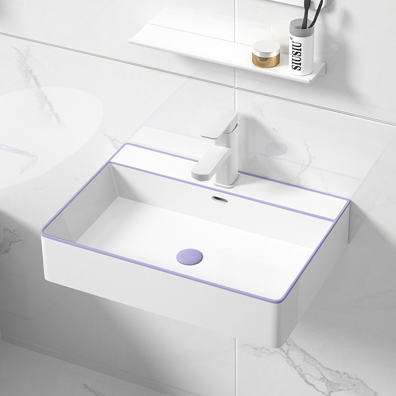 紫色洗手盆小号挂墙式洗脸盆