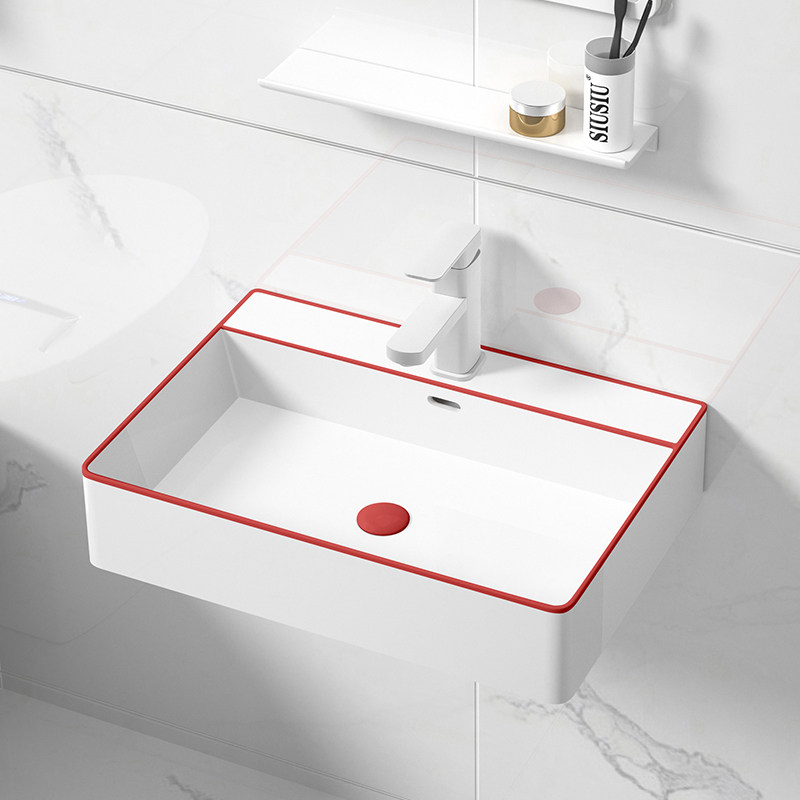 红色洗手盆小号洗脸盆挂墙式台盆