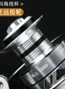 钓德来斜角远投金属轮斜口全金属线杯路亚纺车轮海竿抛竿轮鱼线轮