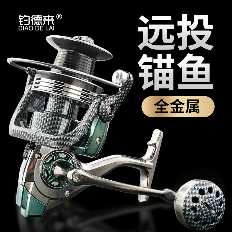5000-12000型大斜角远投轮无间隙金属轮大物海竿轮纺车轮金属鱼轮