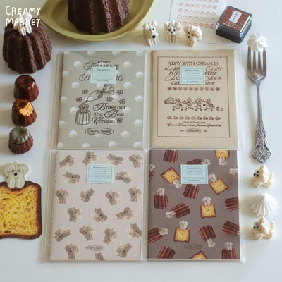 CreamyMarket一朵奶油原创奶油女孩可露丽小狗盖章本A6空白页手账