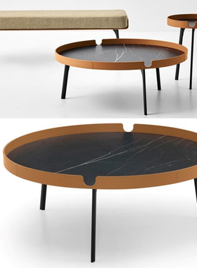 Matteo Zorzenoni四款茶几 意大利博尔赞·莱蒂 锥体马鞍皮大理石