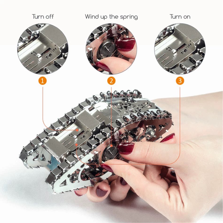 成人高难度机械传动坦克发条动力齿轮金属DIY拼装模型3D立体拼图