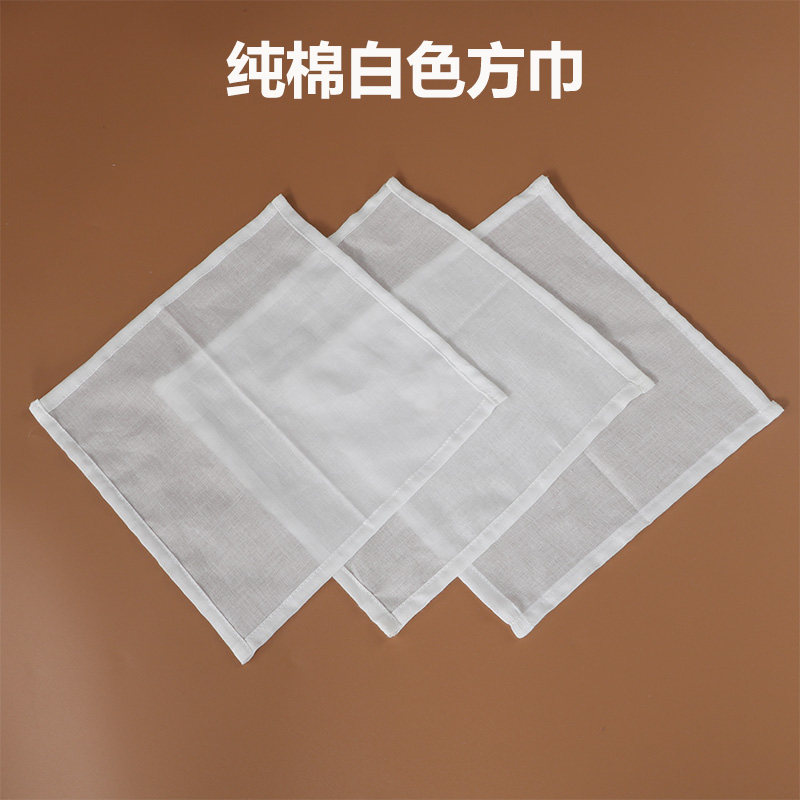 纯色薄款手帕纯棉小方巾宝宝口水巾儿童擦汗擦手棉纱布纯白手绢