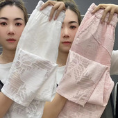 小脚九分裤 女松紧腰白色蕾丝缎面提花复古萝卜裤 民国风哈伦裤 夏季