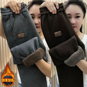 2025冬季 哈伦裤 羊羔绒休闲运动裤 女加绒加厚高腰保暖宽松遮肉大码