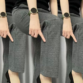 千鸟格子裤 女大码 毛呢高腰窄版 2025春秋爆款 百搭显瘦直筒休闲长裤