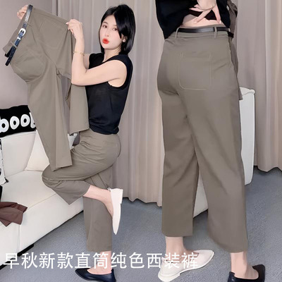 秋冬高腰法式直筒时尚九分西装裤